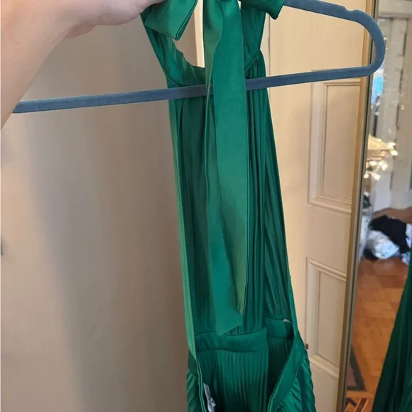 L’IDEE size 6 green pleated midi emerald dress green renaissance - Picture 9 of 10
